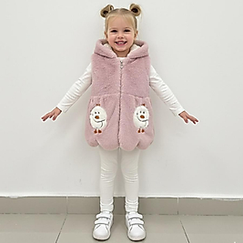 Pudra pembe peluş yelek