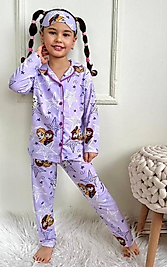 Mor elsa olaf baskılı kız çocul gecelik