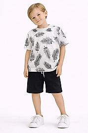 8/9 yaş Pamuk kumaş yaprak desenli takım