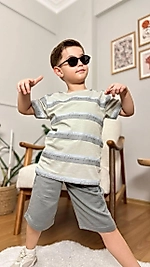 5-8 yaş arası pamuk kumaş şortlu takım