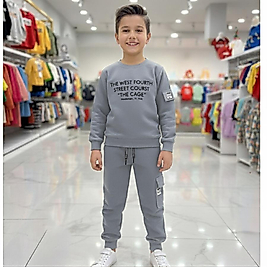 9 yaş Kalın üç iplik şardonlu erkek çocuk takım