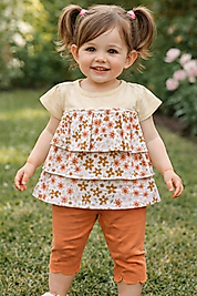 Katkat çiçek desenli taytlı takım