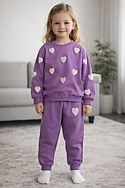 5 yaş Mor kalp penye takım