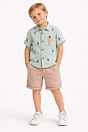 2-6 yaş arası Usp polo pamuk şort gömlek takım