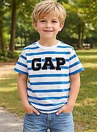 4-12 yaş arası GAP açık mavi çizgili erkek çocuk tişört