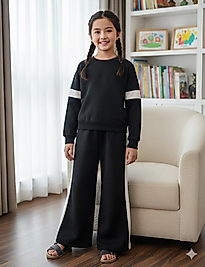 3-10 yaş Şardonlu Siyah beyaz detaylı takım