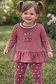 Kız bebek Çiçek desenli takım