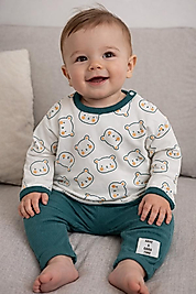 Ayıcık desenli erkek bebek takım