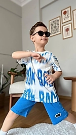 5-10 yaş arası pamuk kumaş look baskılı şortlu takım