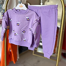 Kız bebek fırfırlı mor takım
