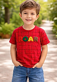 4-9 yaş kırmızı erkek çocuk tişört