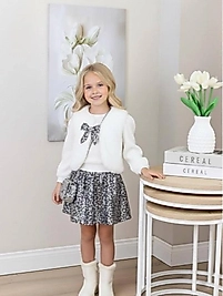 Gri pullu etekli peluş Yelekli Çantalı dörtlü takım