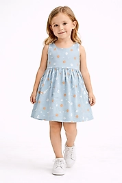 2-6 yaş arası sıfır kollu penye elbise