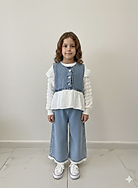 süveterli kot pantolonlu üçlü takım