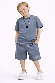 Kolye hediyeli 7-9 yaş arası erkek pamuklu takım