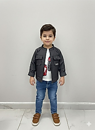 2-9 yaş kot pantolonlu ceketli üçlü takım