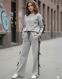 Gri siyah fiyonklu şardonlu takım