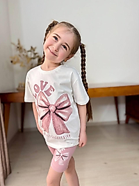 4-7 yaş arası kurdale detaylı şortlu takım