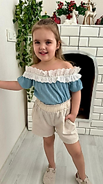 2-10 yaş kayık yakalı şortlu takım