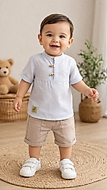 Çizgili gömlek şortlu takım