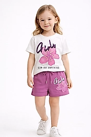 6-8 yaş arası şortlu takım pamuklu kumaş