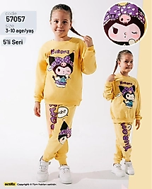 KUROMİ SARI RENK KIZ ÇOCUK ALT ÜST TAKIM 57057