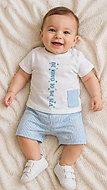 Mavi çizgili  şortlu takım