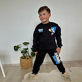 3-4 9-10 Siyah sonic baskılı takım