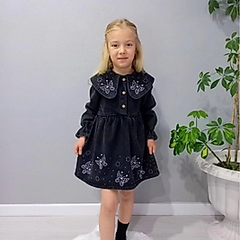 4/12 yaş kız çocuk kot elbise siyah