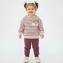 Gökkuşağı baskılı takım