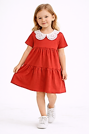 4-7 yaş arası bebe yaka mükemmel kalite elbise