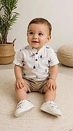 Hakim yaka müslin erkek bebek takım