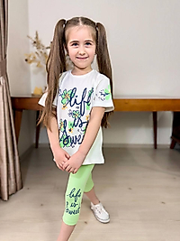 5/6 9/10 yaş kaprili life is pamuk kumaş takım