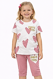 4-10 yaş arası paris baskılı simli kaprili takım