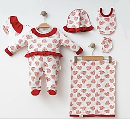 Kırmızı kalpli 5 li hastane çıkışı