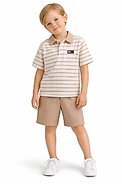 3-4 yaş waffle kumaş polo yaka takım