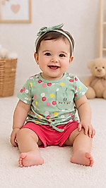 Puantiyeli tişört ve şortlu takım