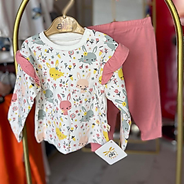 Kız bebek takımı tavşanlı fırfırlı takım