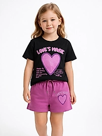 5-14 yaş arası şortlu sim baskılı birinci kalite kumaş