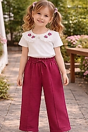 3-7 yaş arası bebe yaka detaylı bol paça takım