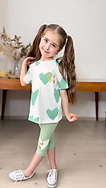 3-10 yaş arası paris simli baskılı kaprili takım