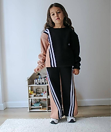 3-6 yaş arası Beyaz ve kahverengi detaylı şardonlu takım