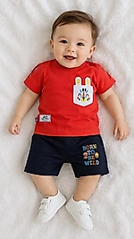 Pamuklu şort ve tişörtlü takım