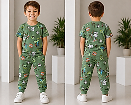 2-7 yaş arası Minecraft baskılı çocuk pijama takım