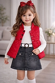 4 yaş şişme yelekli badili kot etekli üçlü takım