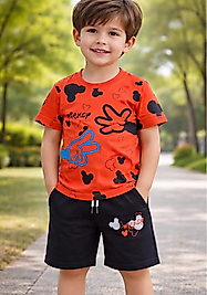 3-10 yaş arası Mickey Mouse tişört şortlu takım