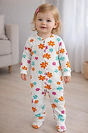 Renkli çiçek desenli tulum