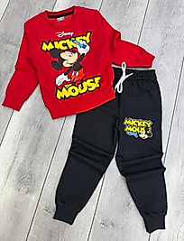Kırmızı Mickey mause baskılı takım