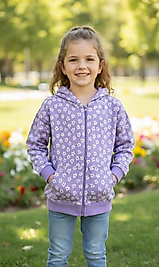 Lila papatyalı ceket