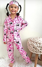 Pembe kuromi baskılı kız çocuk gecelik